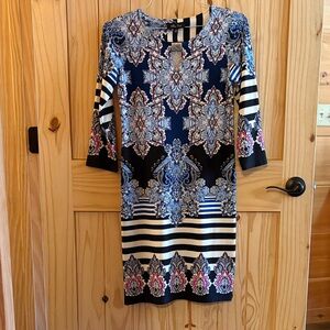 Melissa Paige Blue and Pink Long Sleeve Dress